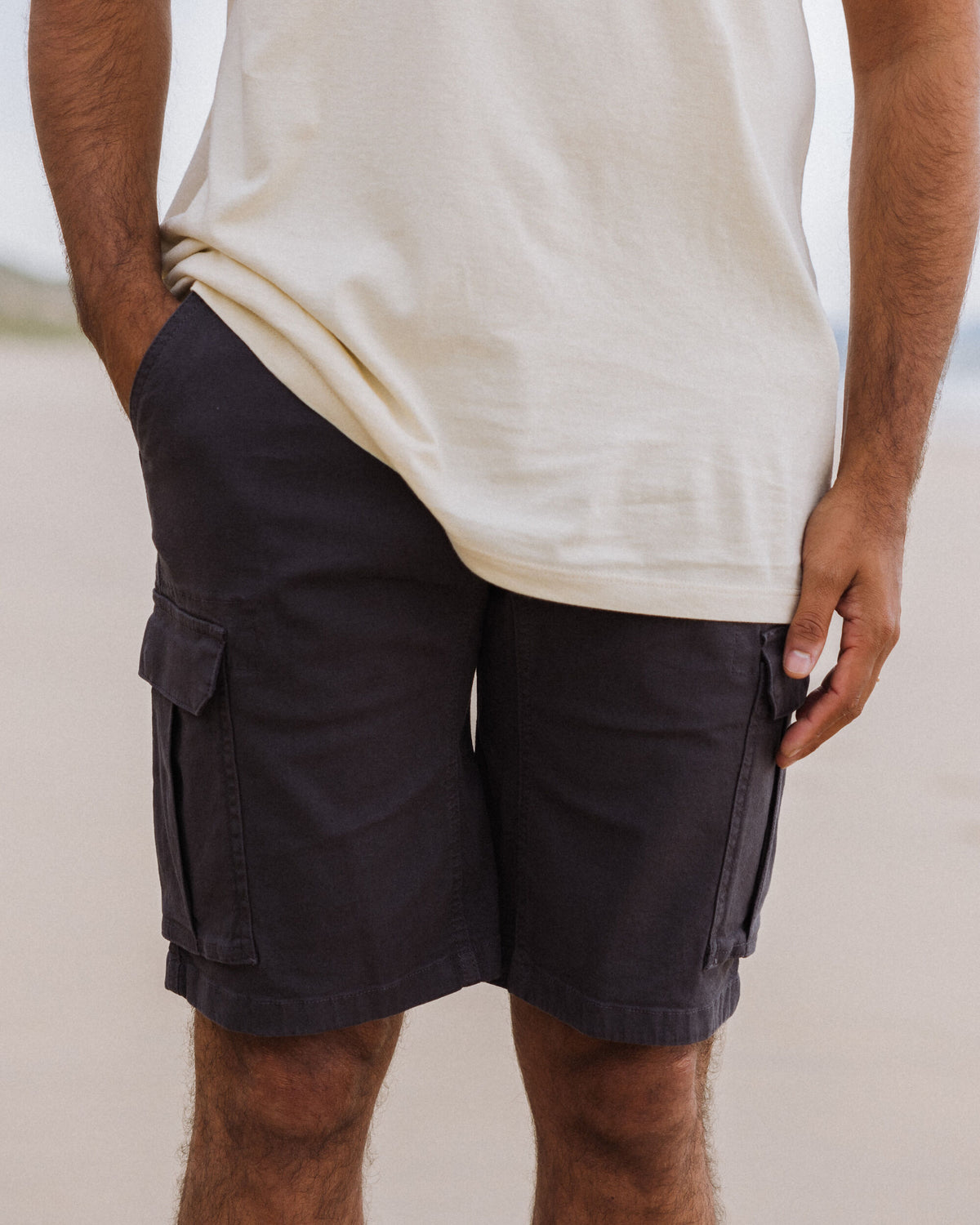 Lakeside Cargo Cotton Short - Faded Black - Lifestyle