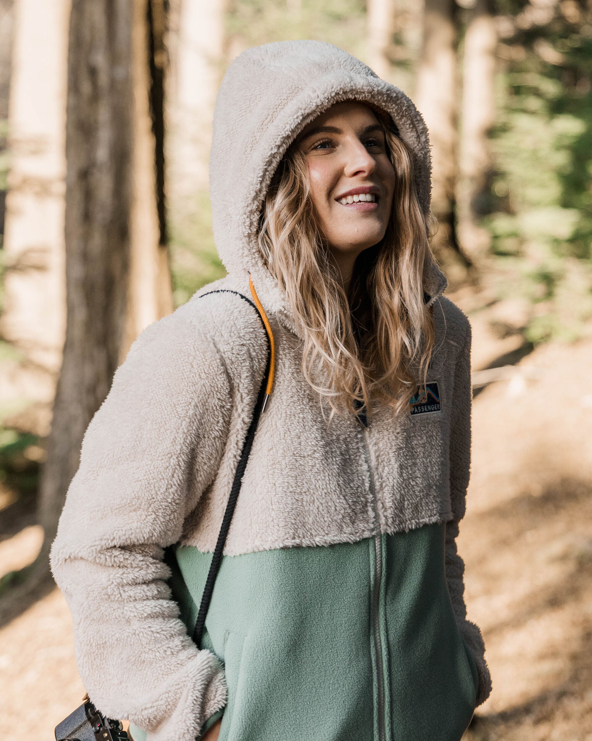 Nestling Recycled Polar-Lined Sherpa Fleece - Vintage White - Lifestyle