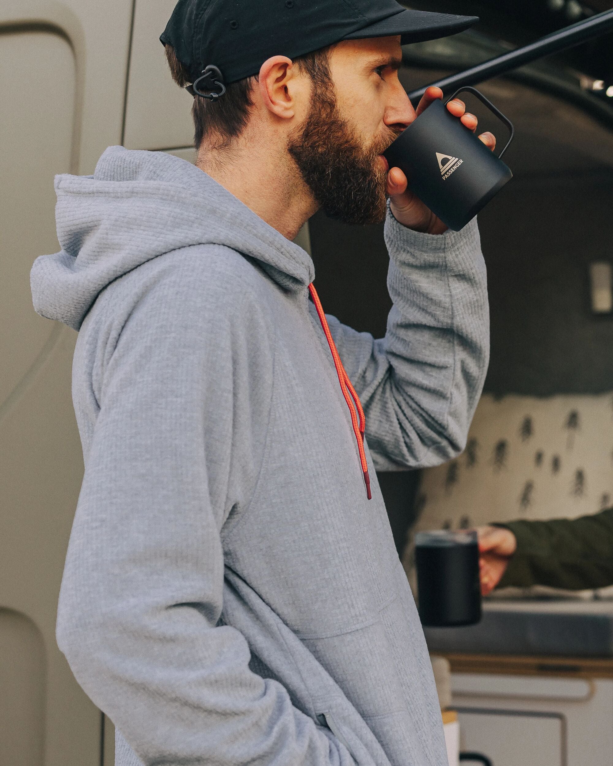 Point Recycled Grid Polar Fleece Hoodie - Grey Marl - Lifestyle