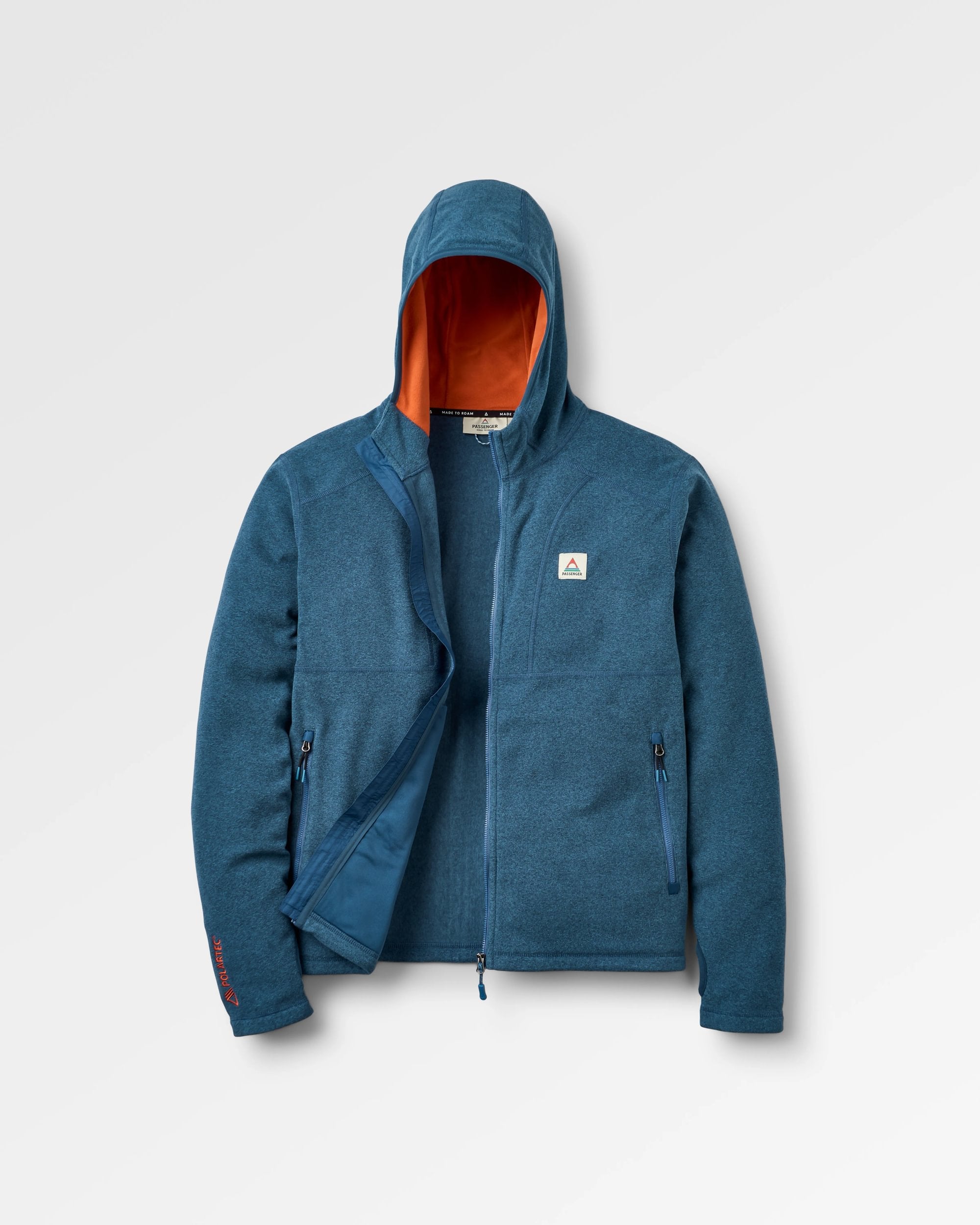 Pinegrove Recycled Polartec® Fleece Hoodie - Dark Denim Marl - Flatlay