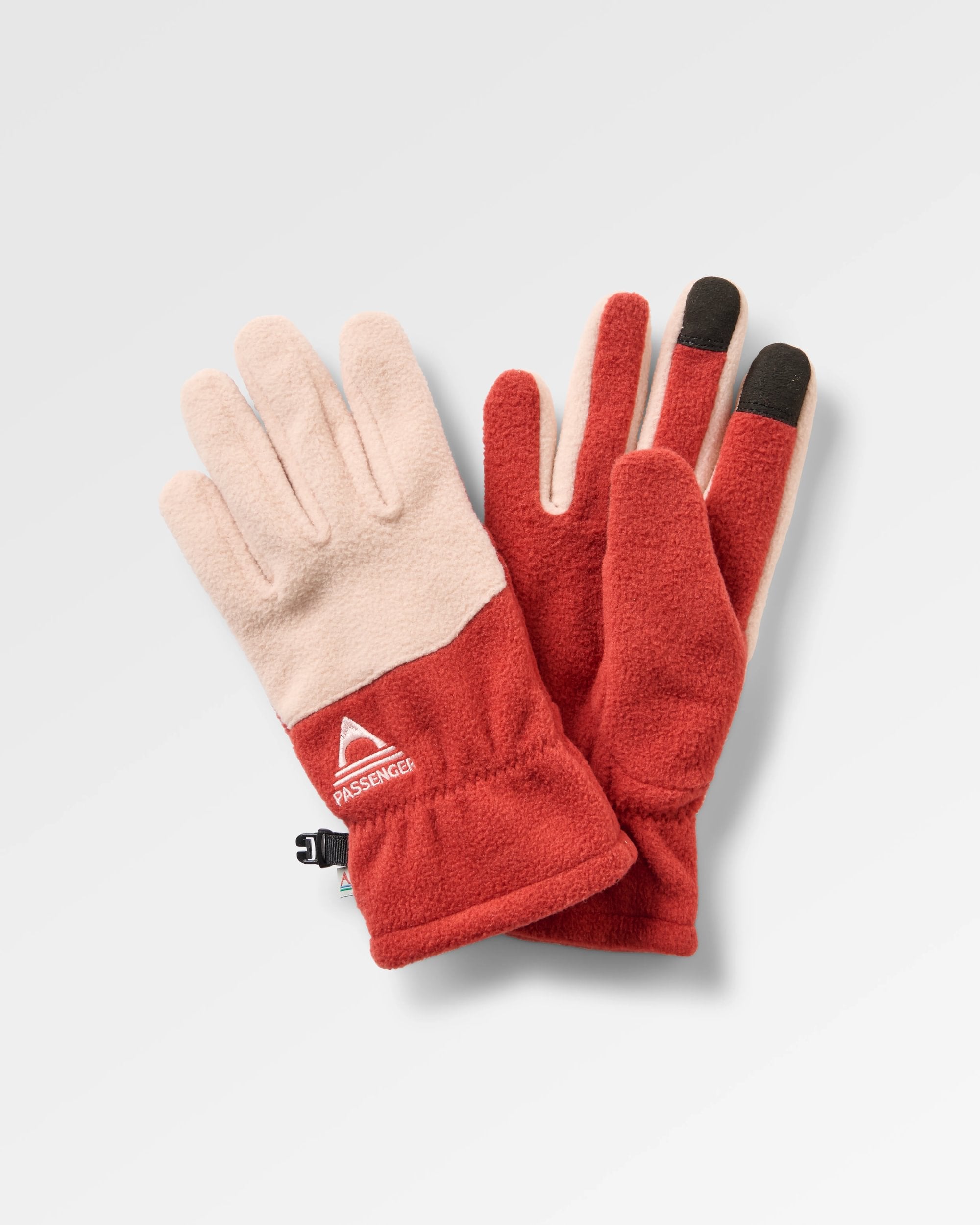 Daytrip Recycled Polar Fleece Gloves - Red Ochre/Blush - Flatlay