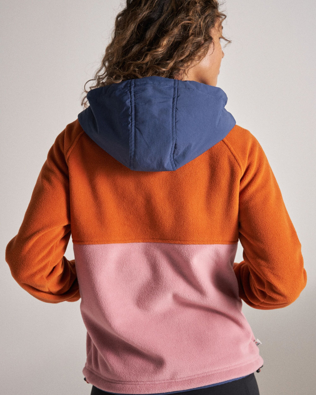 Alexander Hooded Polar Fleece - Dark Denim/Sunset Orange - Studio Model