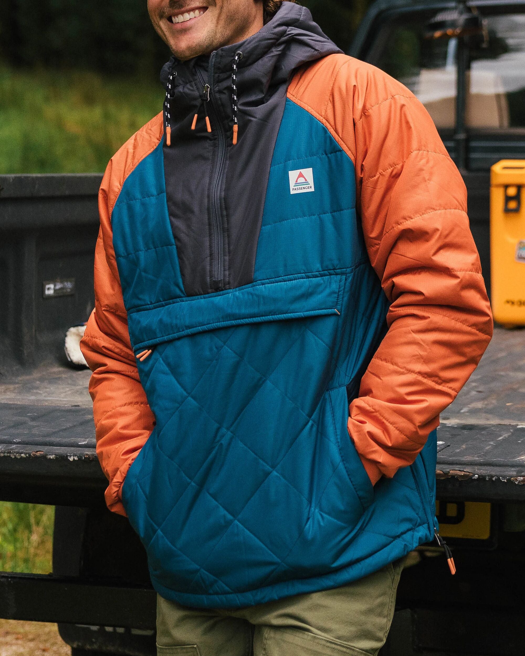 Oceanic Recycled Insulated 1/2 Zip Jacket - Tidal Blue/Burnt Orange - Lifestyle