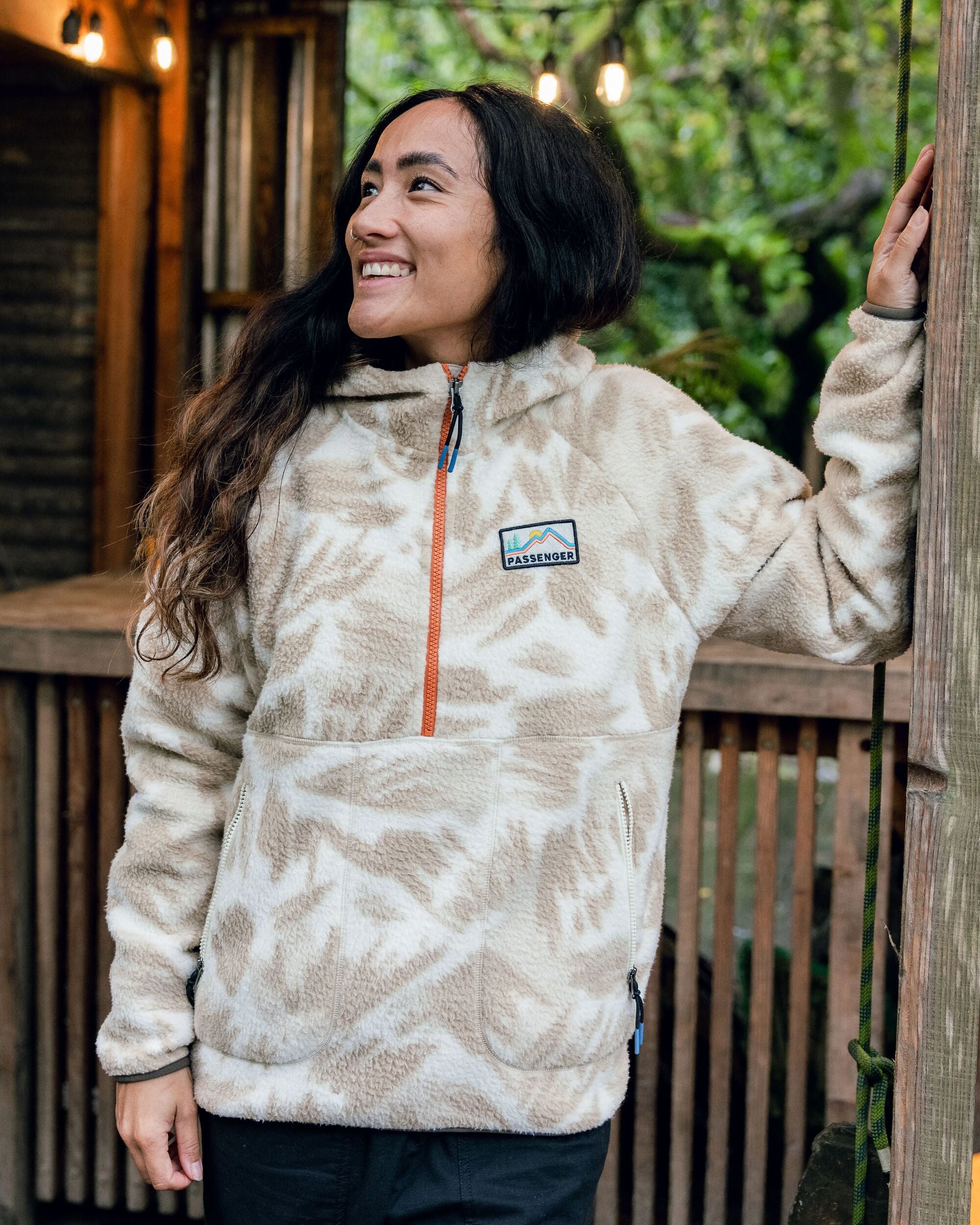 Maine 1/2 Zip Recycled Sherpa Fleece - Abstract Mountain Birch -