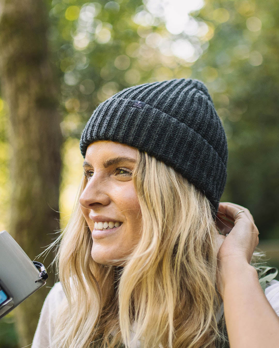 Womens_Fisherman Recycled Acrylic Beanie - Charcoal