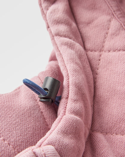 Clementine Recycled Quilted Popper Up Hoodie - Pink Haze