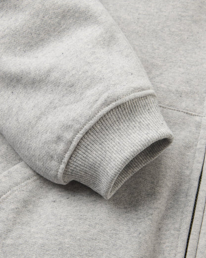 Heritage Relaxed Fit Full Zip Hoodie - Grey Marl - Flatlay