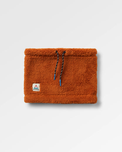 Ash Recycled Sherpa Fleece Snood - Sunset Orange - Flatlay