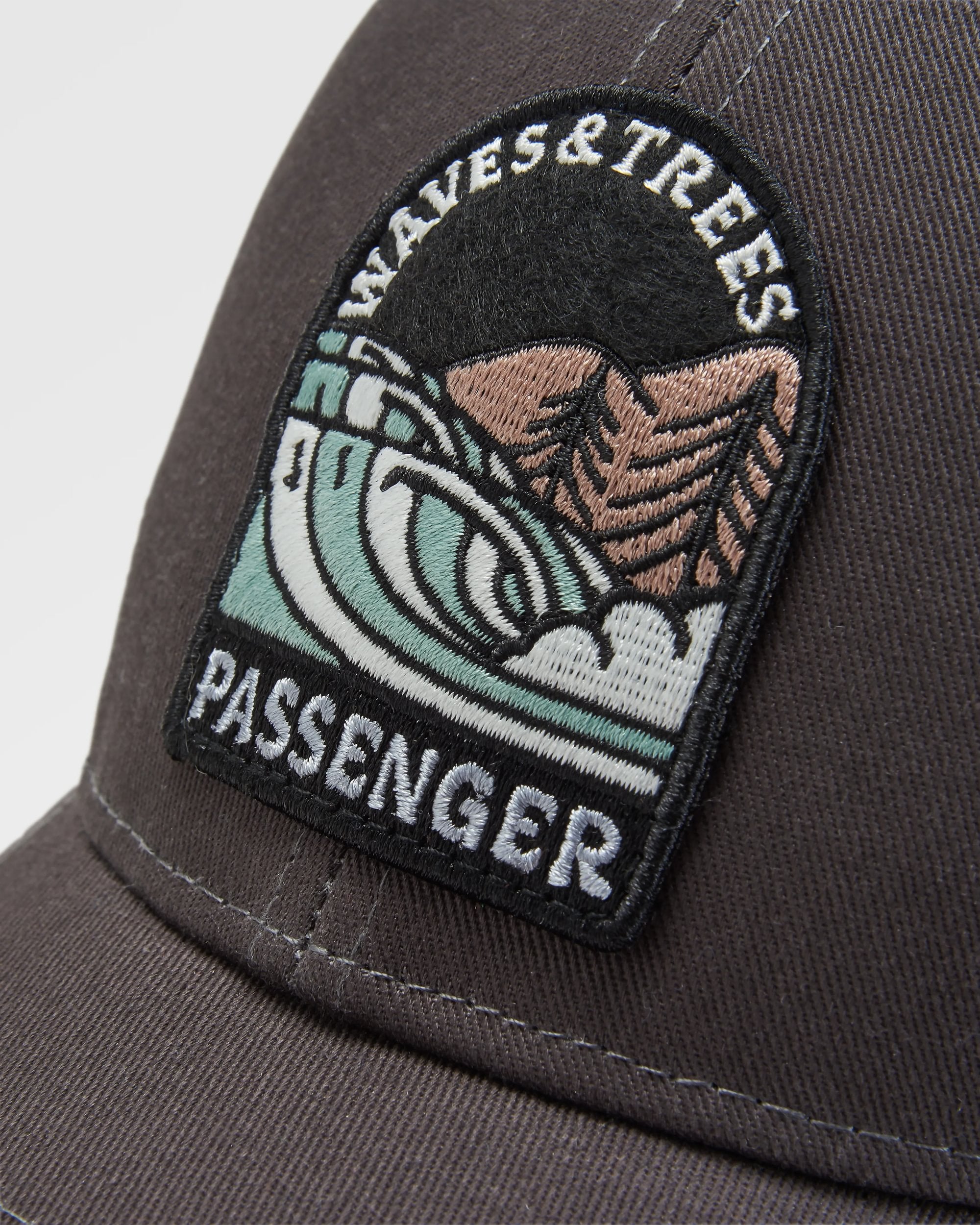 Waves & Trees Organic Cotton Trucker Cap - Charcoal - Flatlay