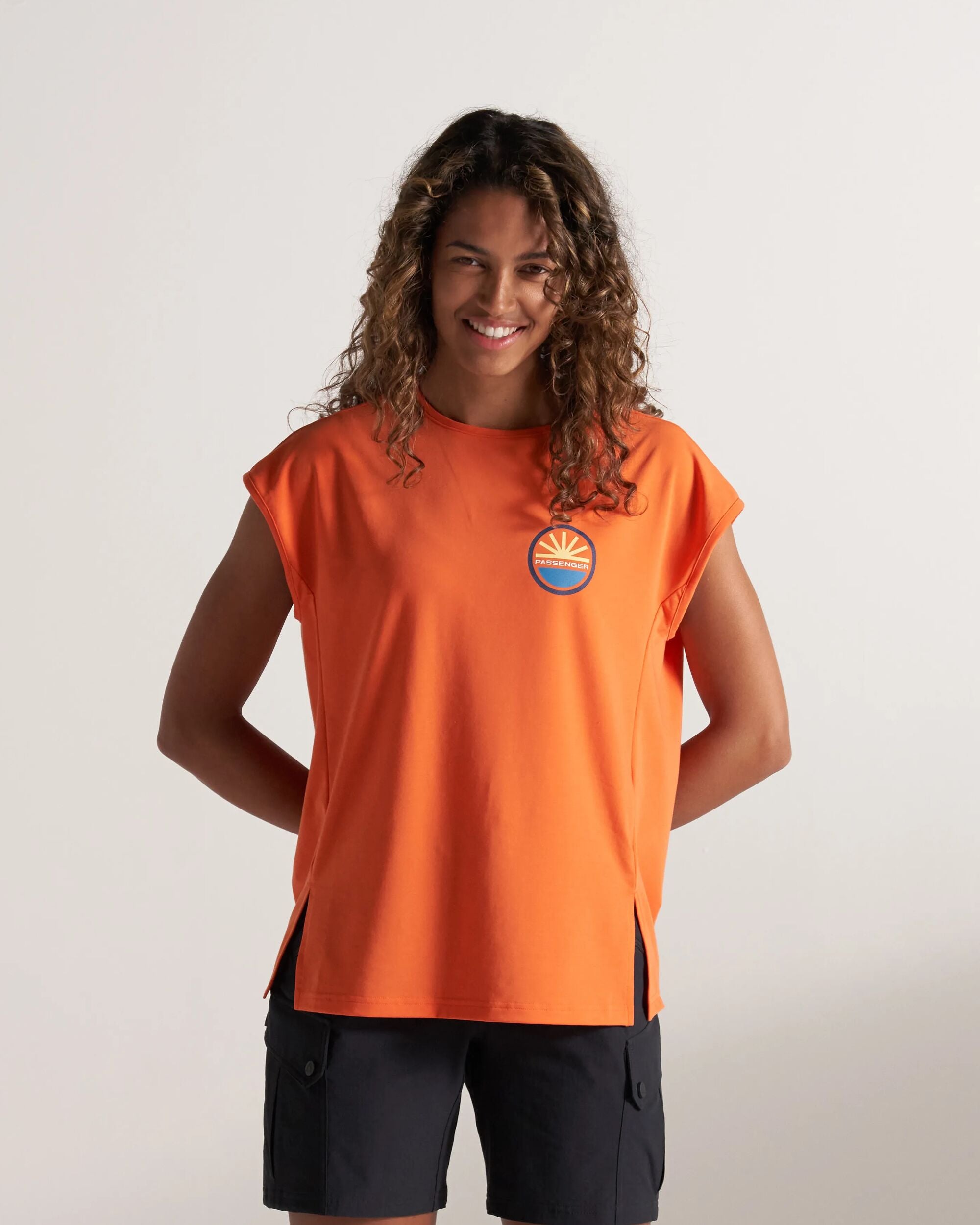 Chase The Light Drirelease® Active T-Shirt - Ember Orange - Studio Model