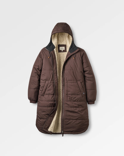 Flora Sherpa Lined Parka - Espresso - Flatlay
