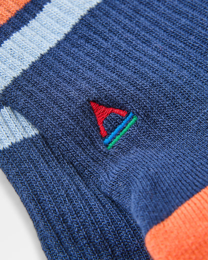 Organic Midweight Crew Socks - Rich Navy - Flatlay
