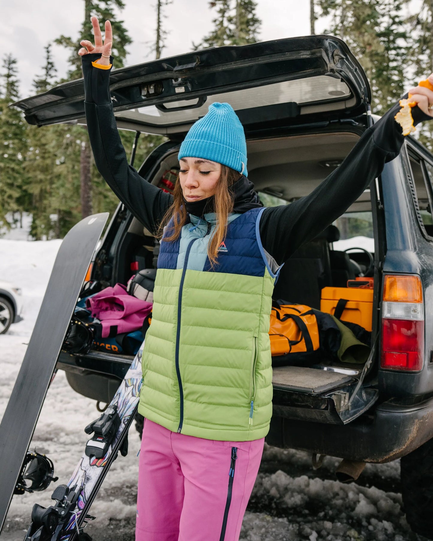 Northstar Down Recycled Vest -  Rich Navy/Pear Green/Arctic