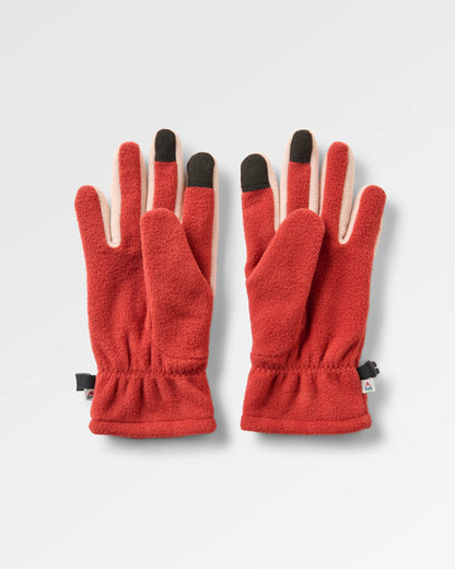 Daytrip Recycled Polar Fleece Gloves - Red Ochre/Blush - Flatlay
