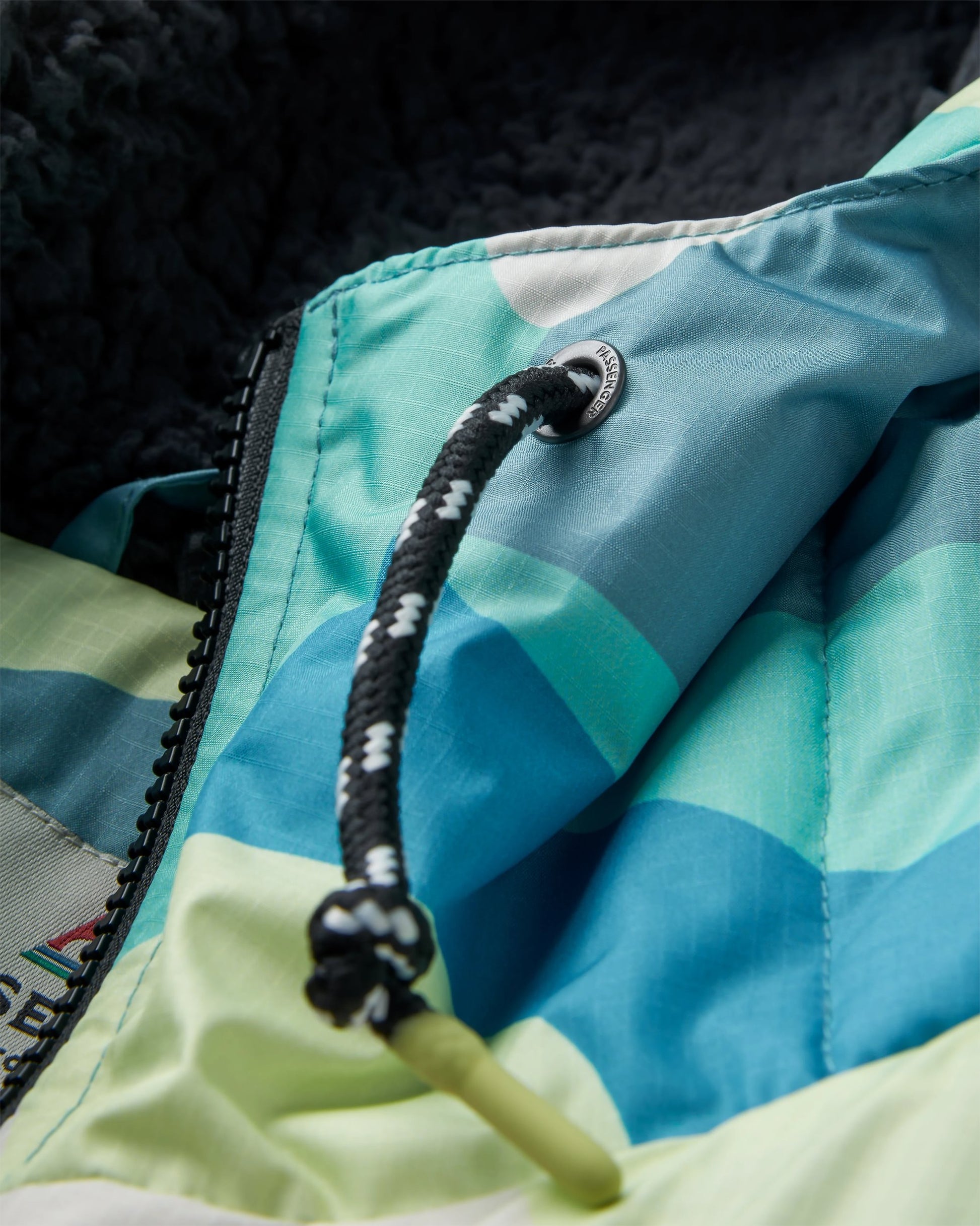 Waves Recycled Sherpa Lined Changing Robe - Vista Patchwork Aqua - Flatlay