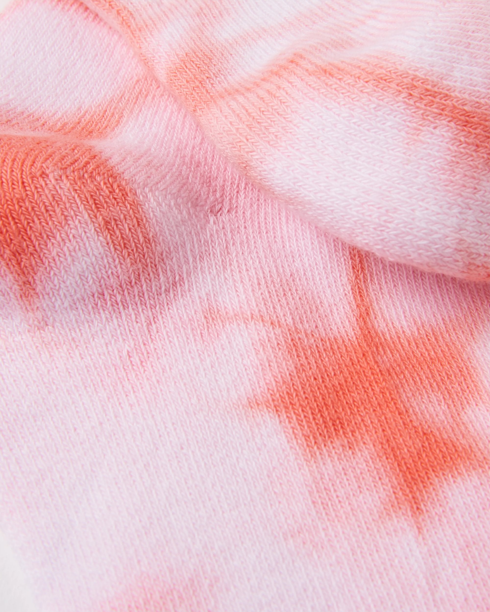 Organic Mid-weight Crew Socks - Tie Dye Shell Pink - Flatlay
