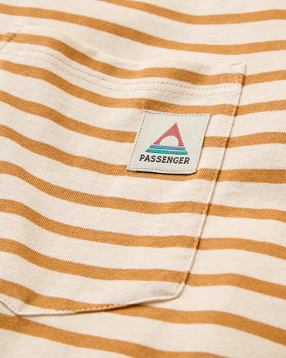 Zen Recycled Relaxed Fit T-Shirt - Retro Orange Stripe  - Flatlay