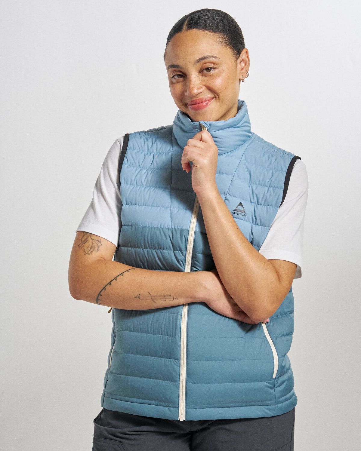 Northstar Down Vest - Stormy Blue/Faded Denim - Studio Model