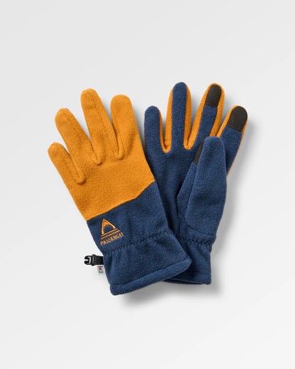 Daytrip Recycled Polar Fleece Gloves - Rich Navy/ Retro Orange - Flatlay