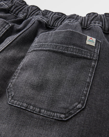 Carriso Denim Short - Washed Black Denim - Flatlay