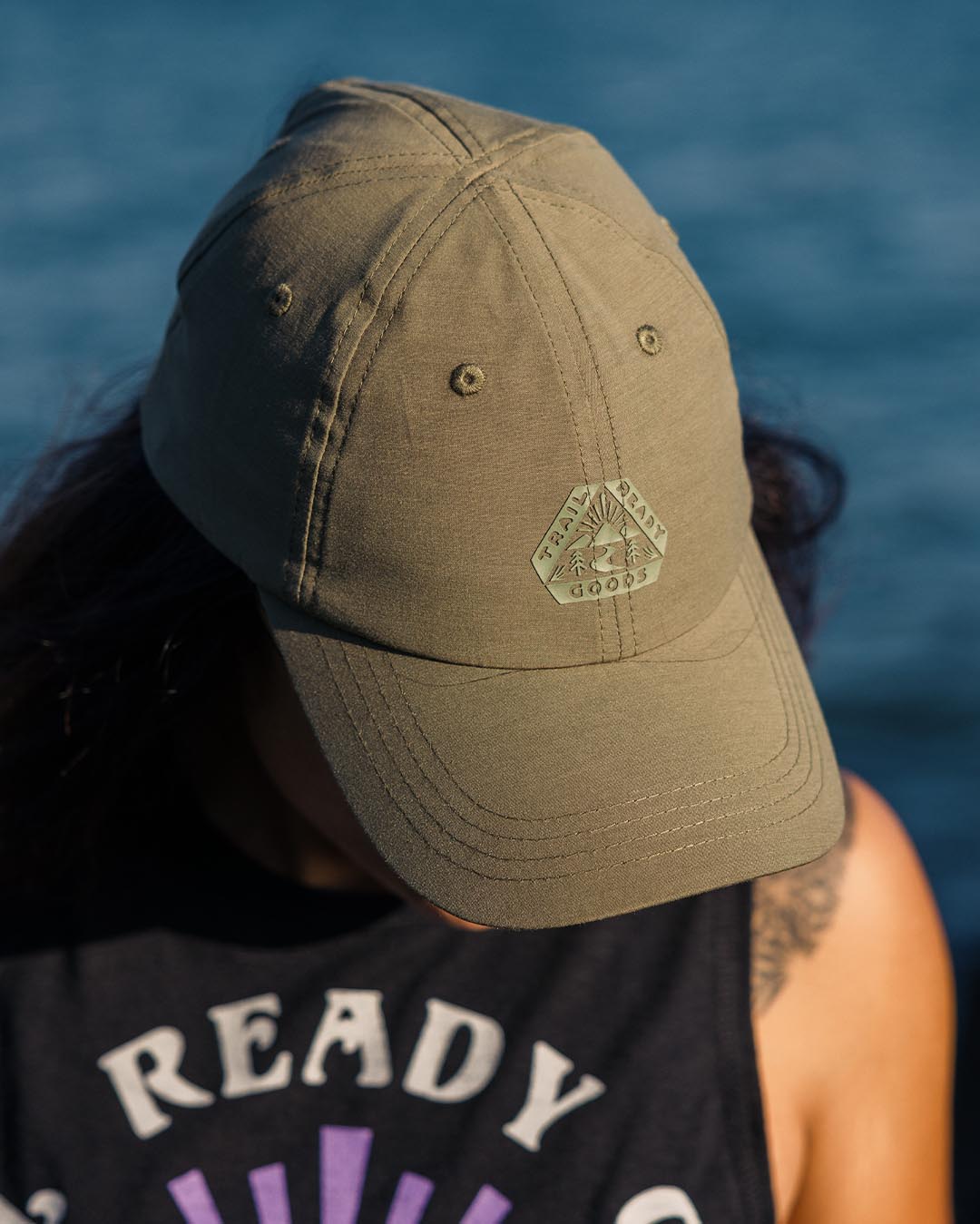 Active Recycled 6 Panel Cap - Dusty Olive - Lifestyle - Female