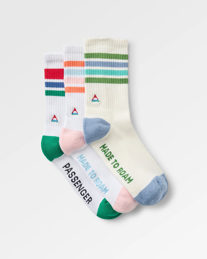 Classic Midweight Crew Socks Bundle - Birch/White&Greenlake/White - Flatlay