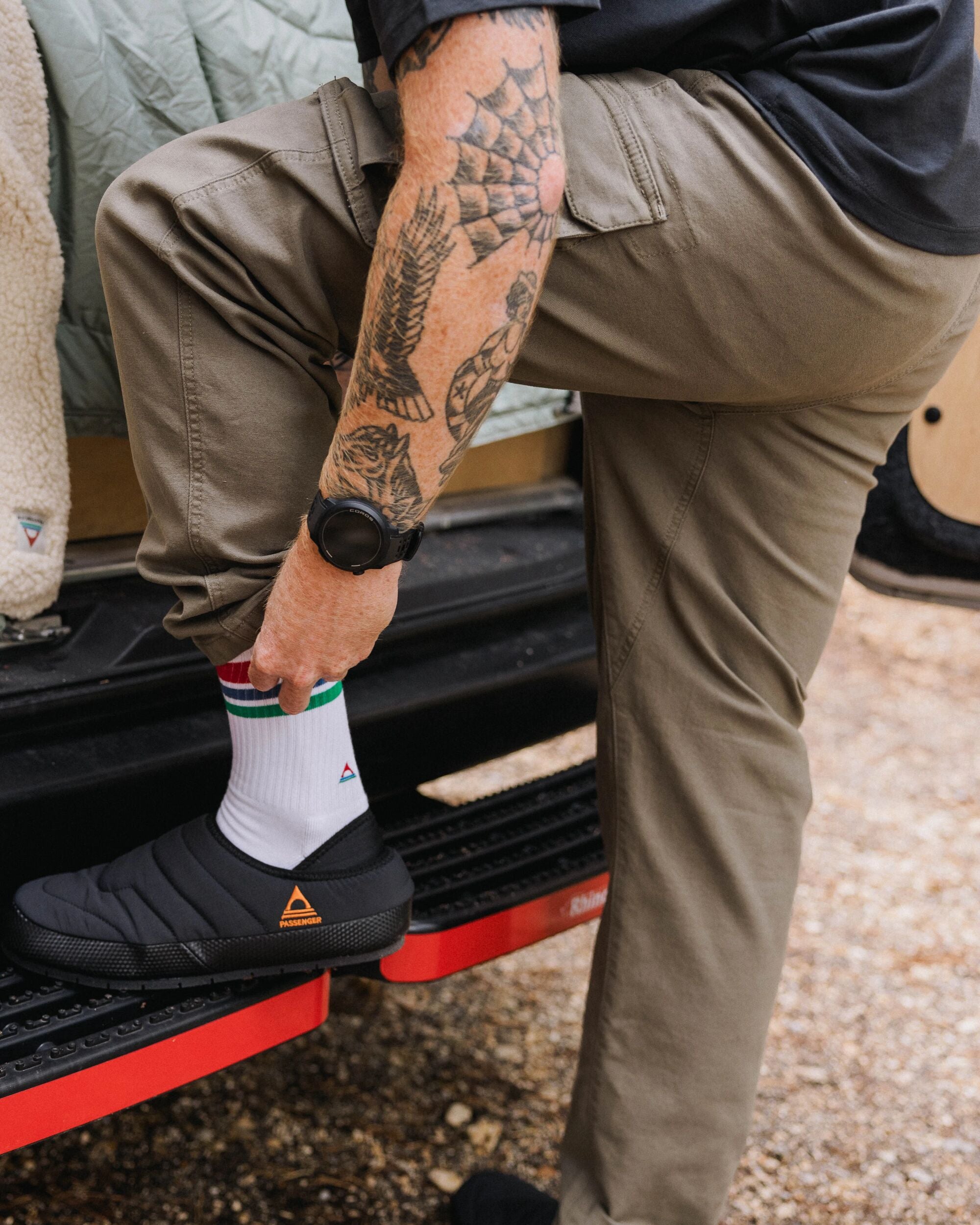 Lakeside Cargo Cotton Trouser - Dusty Olive - Lifestyle