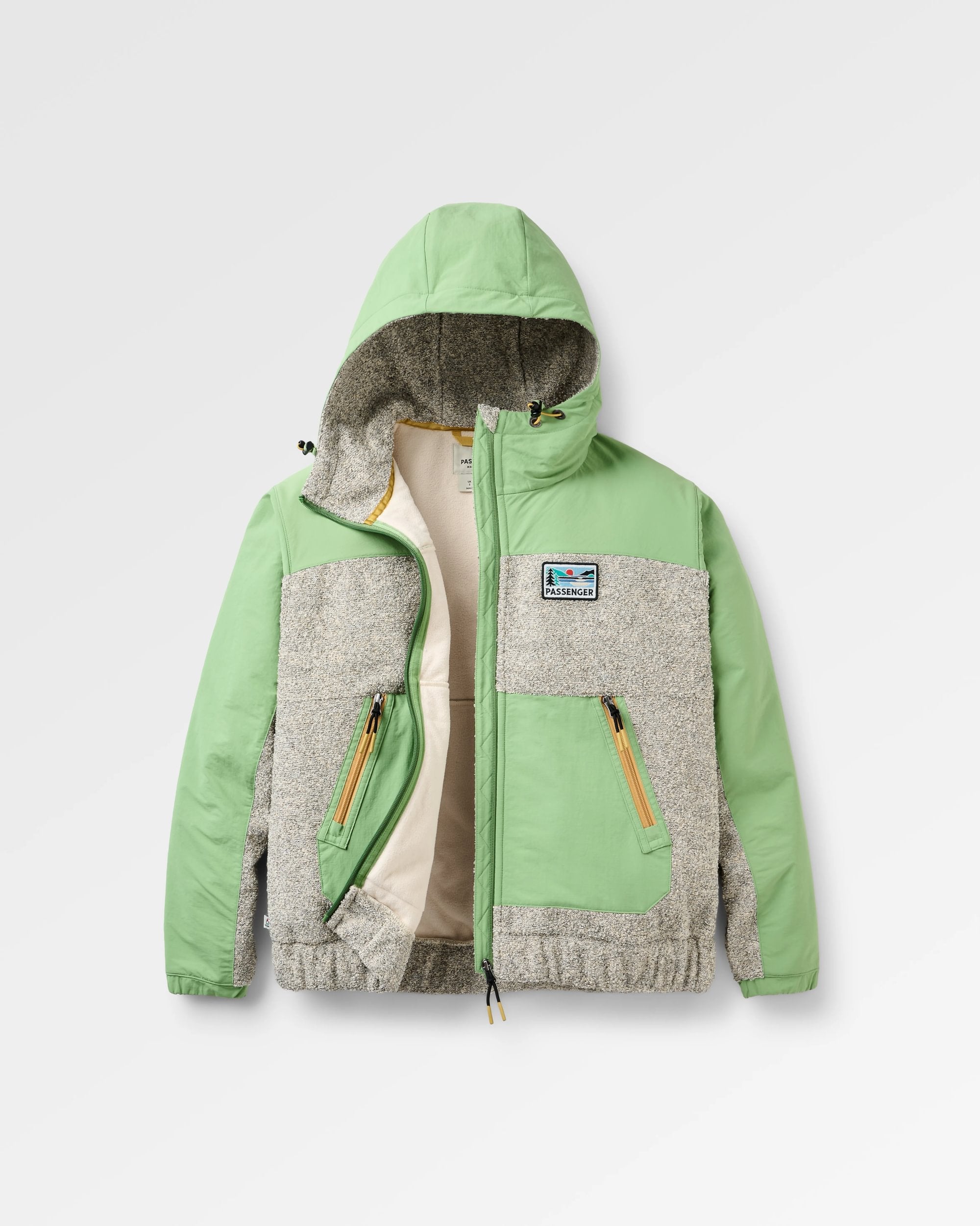 Warming Full Zip Windproof Fleece - Stem Green/Oat - Flatlay