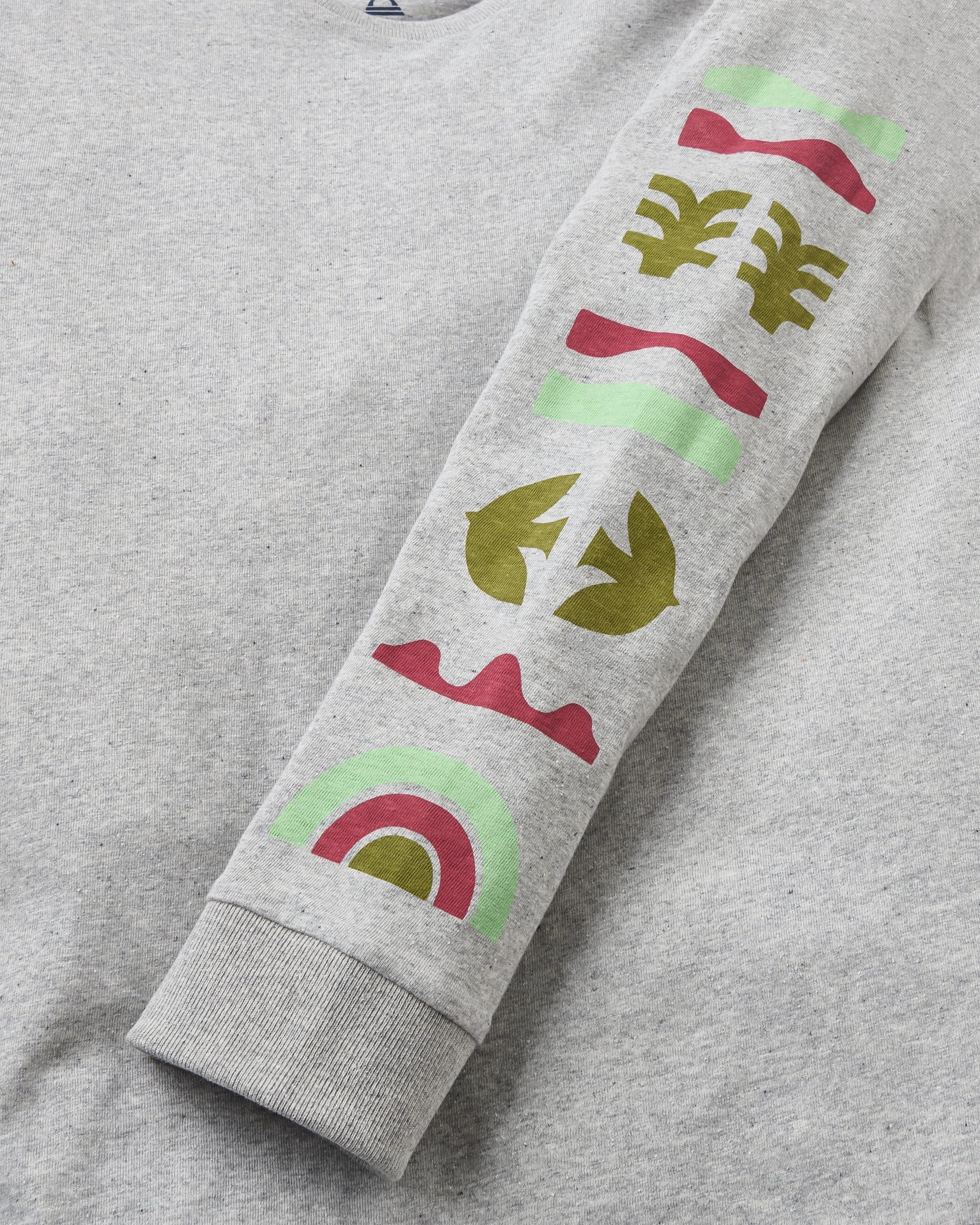 Papercut Recycled Cotton LS T-Shirt - Grey Marl - Flatlay