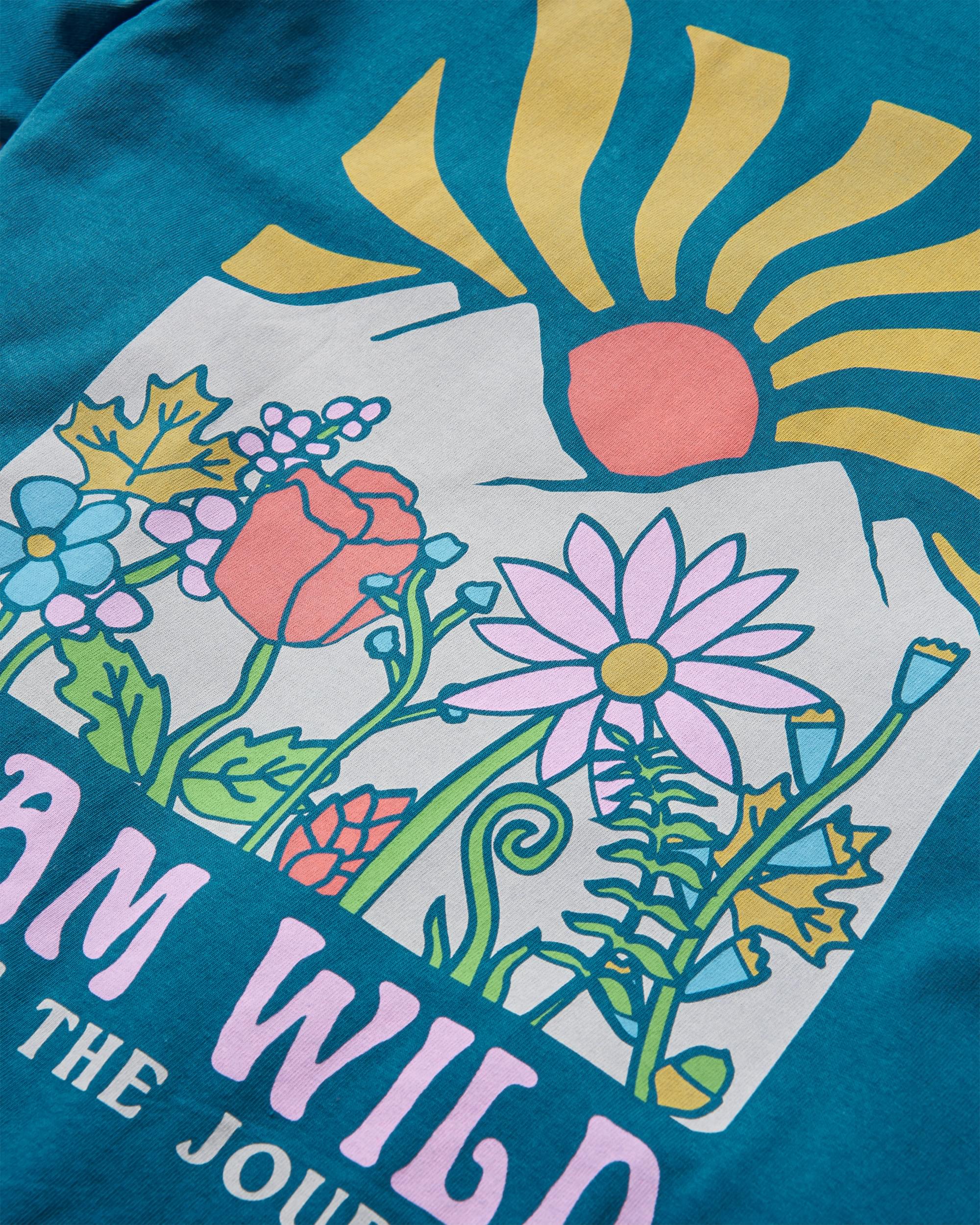 Roam Wild Recycled T-Shirt - Tidal Blue - Flatlay