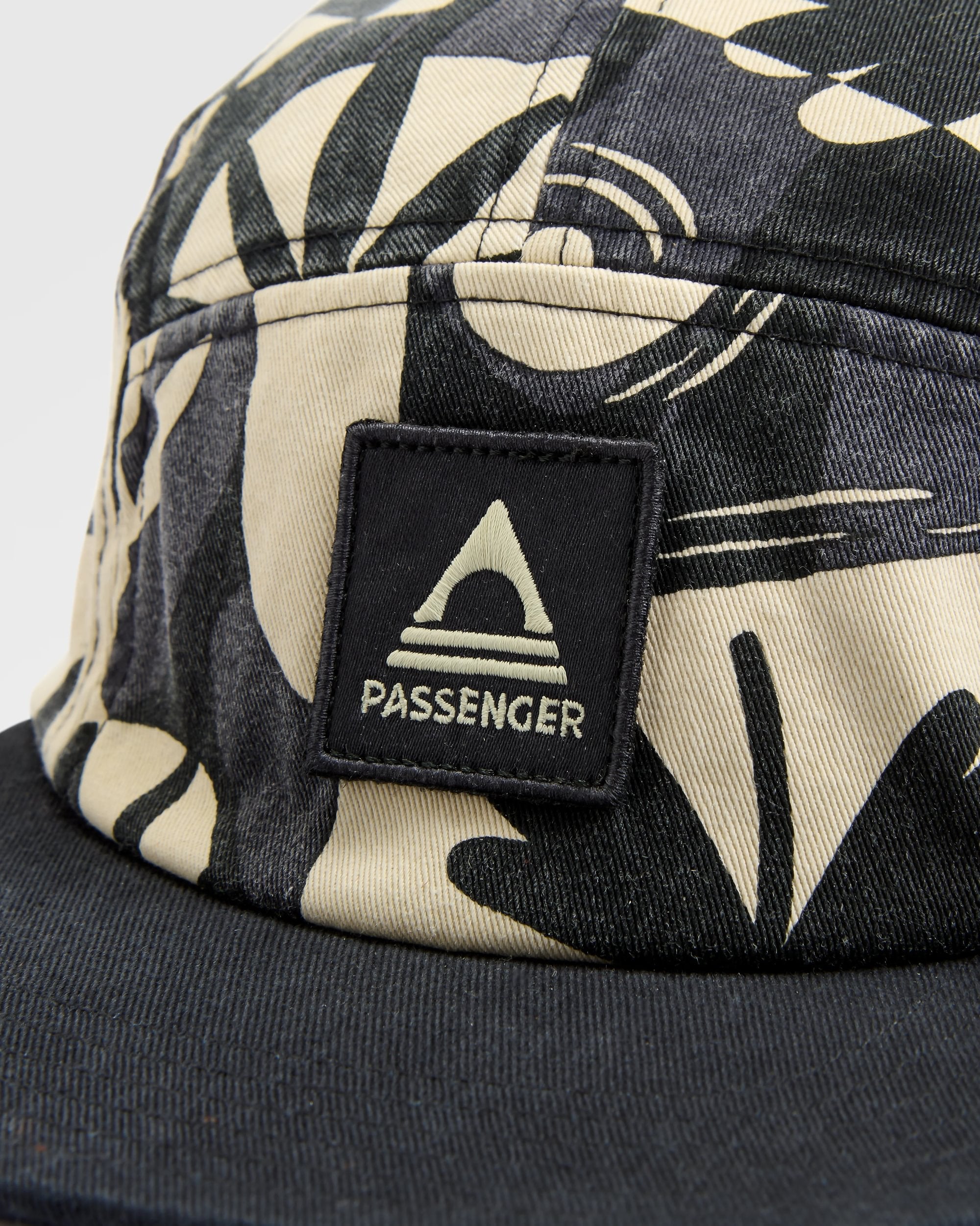 Coast Organic Cotton 5 Panel Snapback Cap 2.0 - Roam Further Black - Flatlay