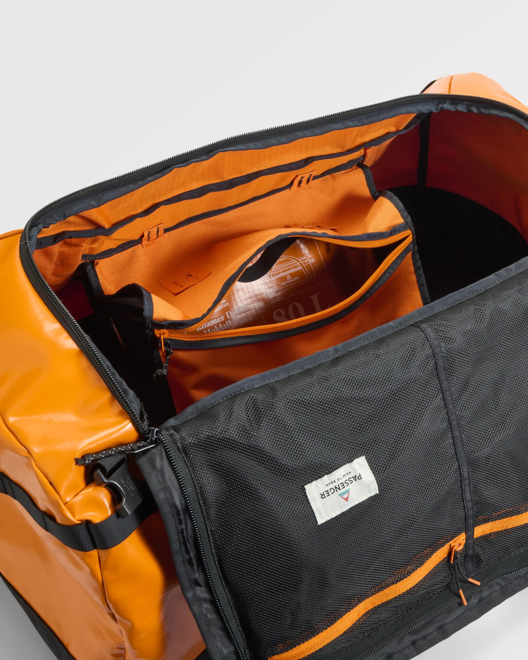 Roamer Recycled 80L Duffel Bag - Sunrise Orange - Flatlay