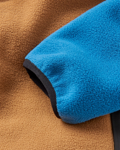 Loch Hooded Recycled Polar Fleece - Toffee/Blue Steel