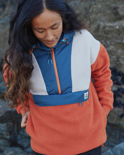 Maren 1/2 Zip Recycled Sherpa Fleece - Burnt Orange