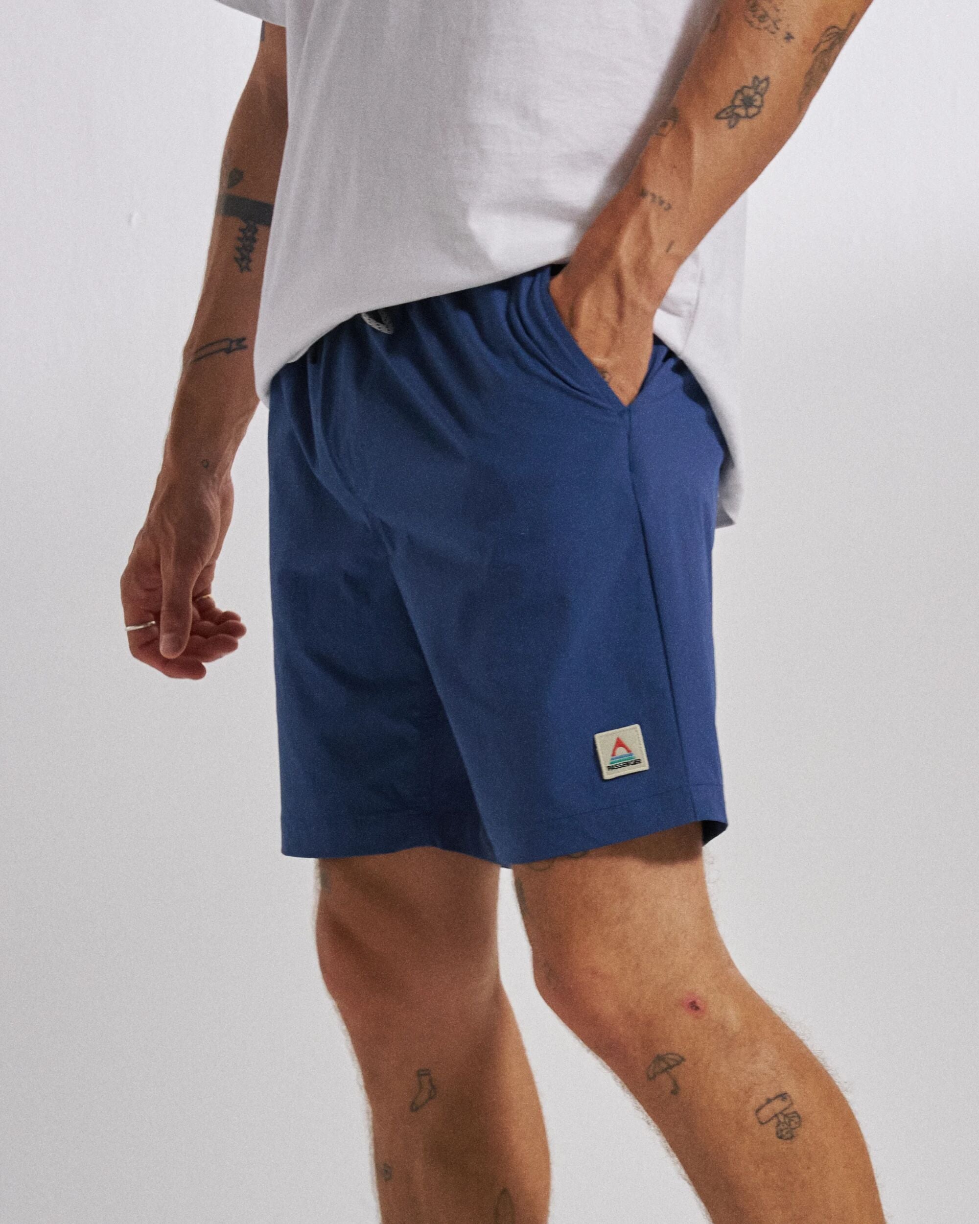 Drifter NetPlus® Swim Lined Short - Dark Denim - Studio Model