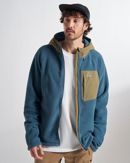 Sierrascape Men's Recycled Polartec® Fleece Hoodie - Dark Denim - Studio Model