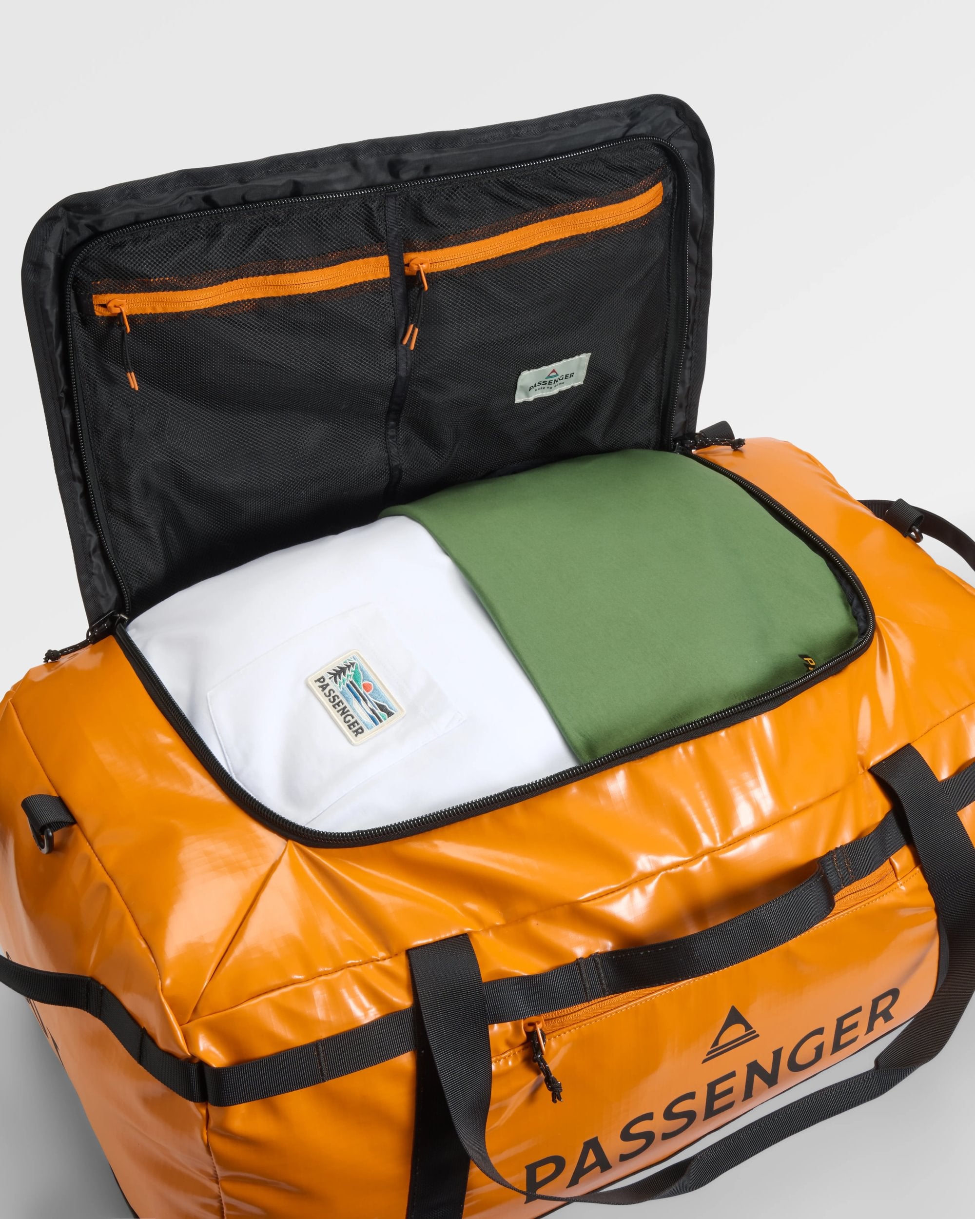 Roamer Recycled 80L Duffel Bag - Sunrise Orange - Flatlay