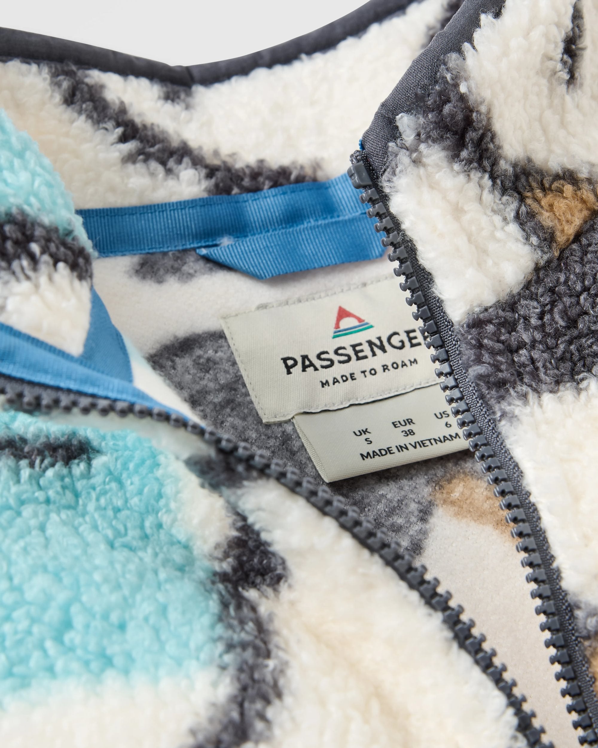 Ravi Recycled Sherpa Fleece - Abstract Trails Off White - Flatlay