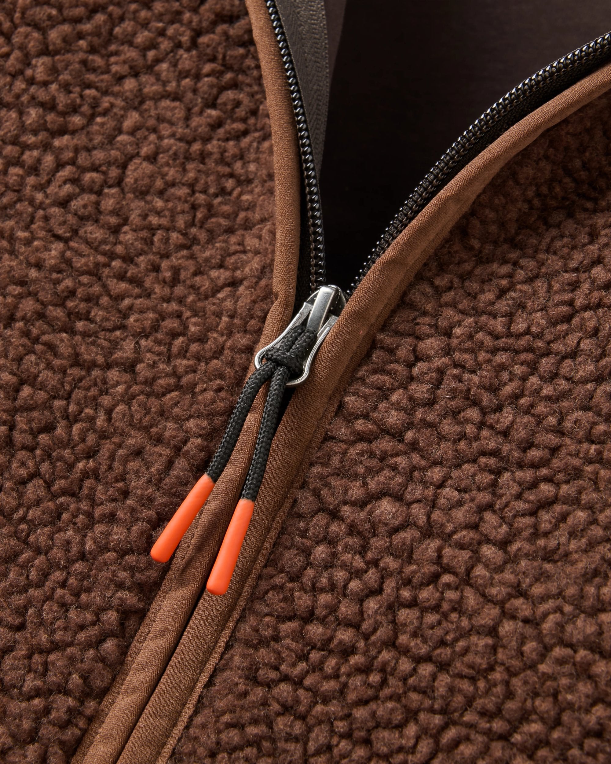 Tawny Collarless Deep-Pile Sherpa Gilet - Chestnut - Flatlay