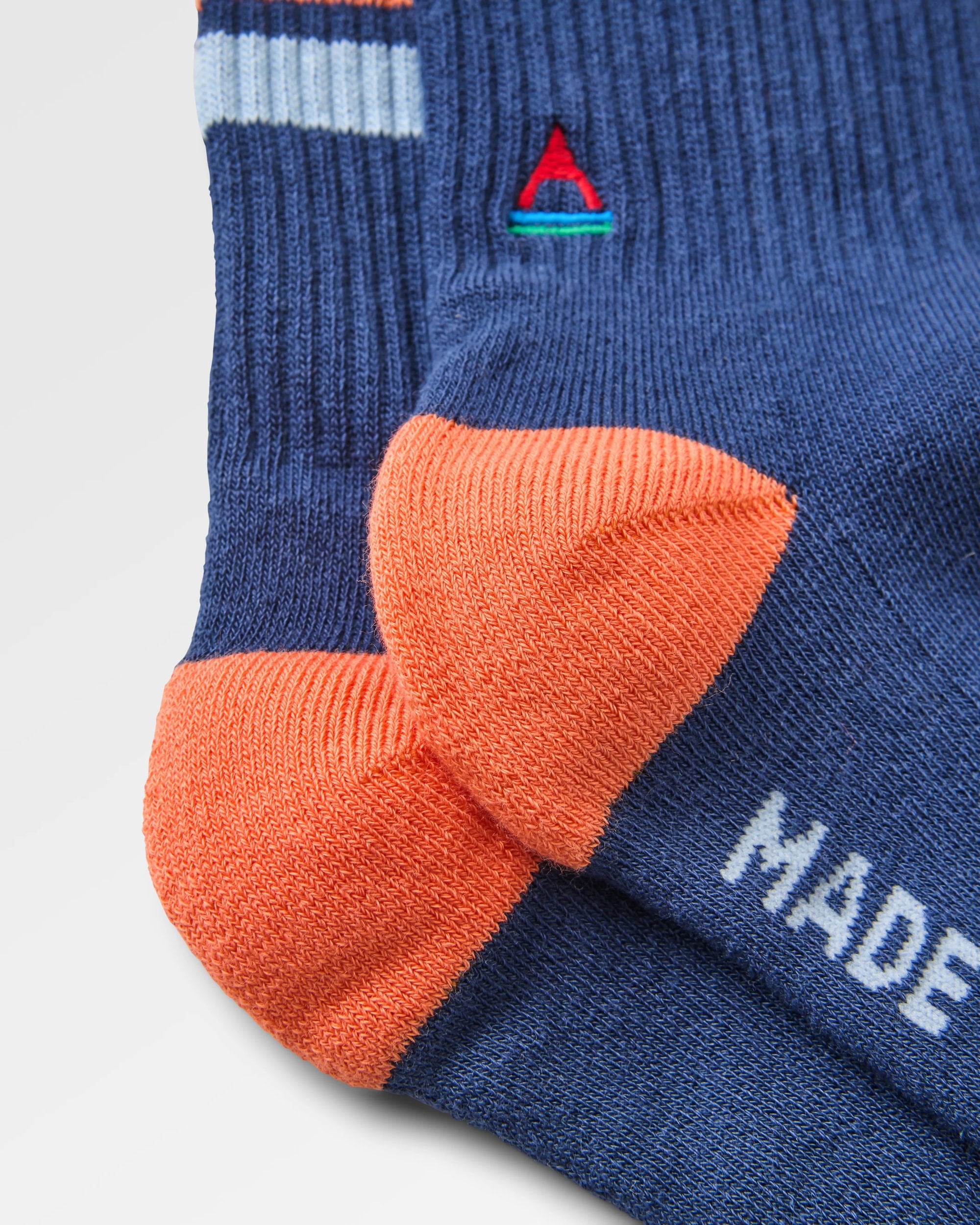 Organic Midweight Crew Socks - Rich Navy - Flatlay