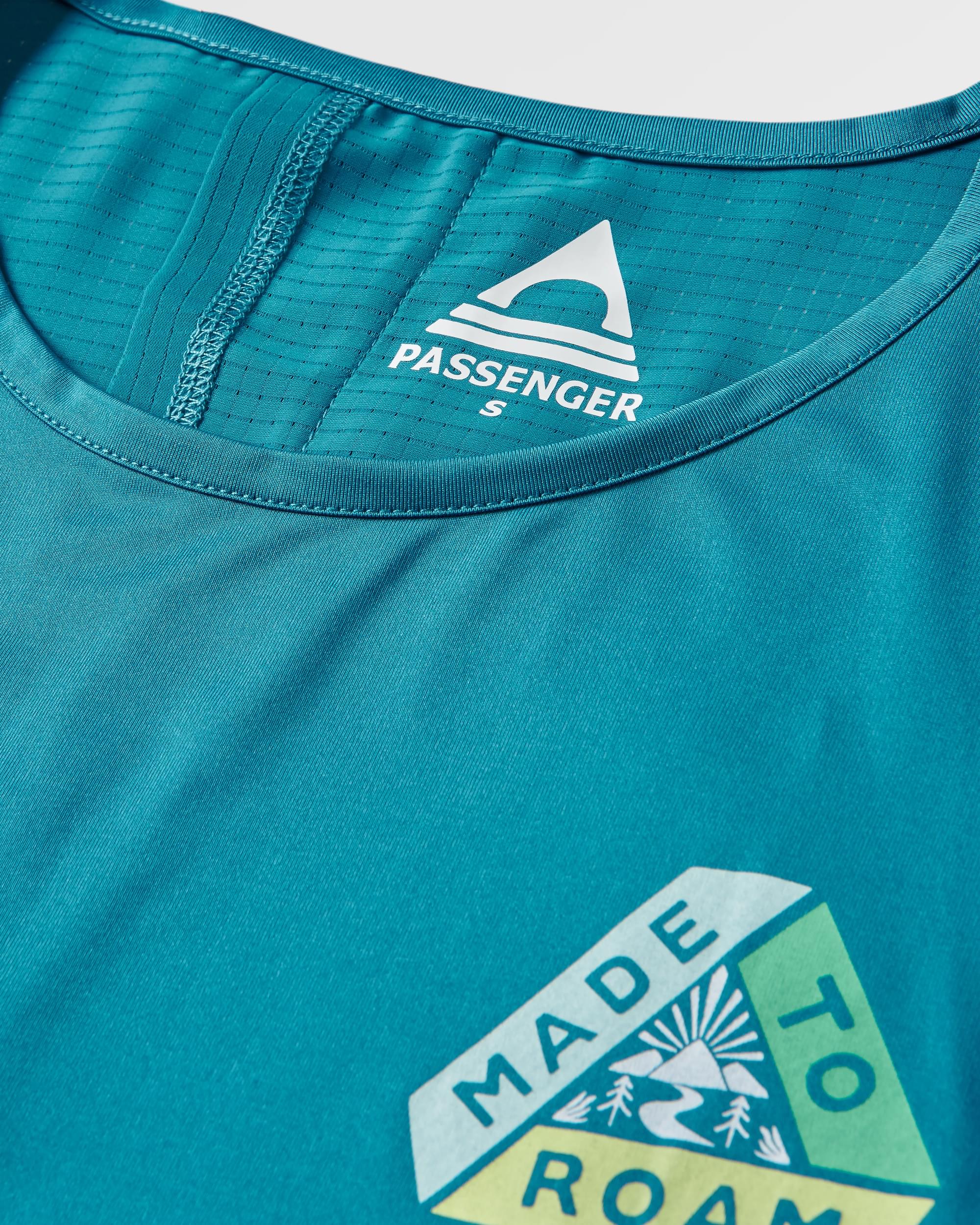 Chakra Tie Back Active LS Recycled T-Shirt - Blue Steel - Flatlay