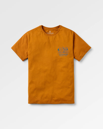 Roam Slow Men's Recycled Cotton T-Shirt - Retro Orange - Flatlay