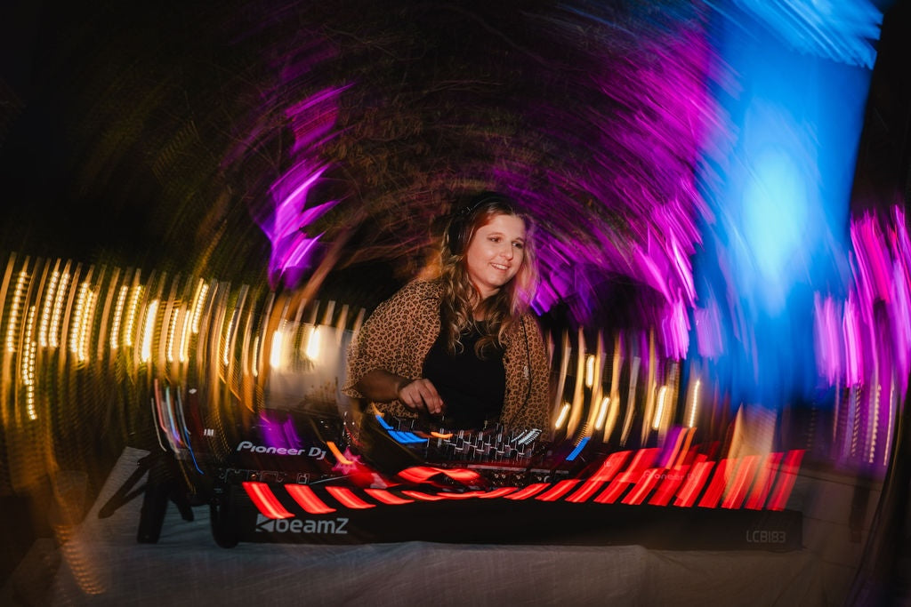 A woman DJing