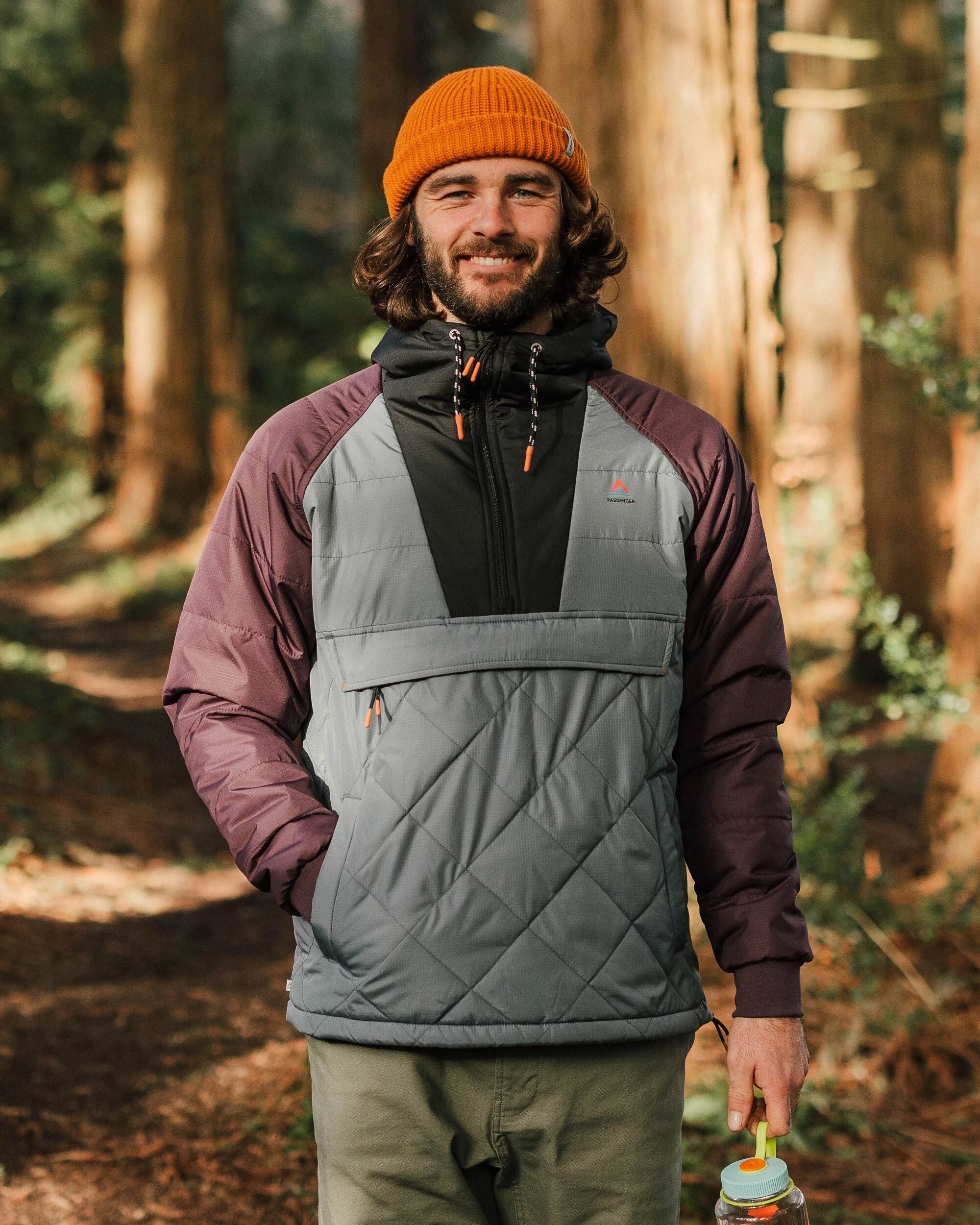Oceanic Recycled Insulated 1/2 Zip Jacket - Storm Grey/Deep Plum - Lifestyle