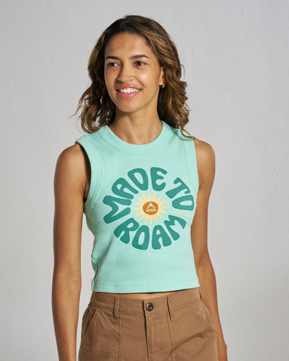 Easy Days Ribbed Graphic Vest - Aquamarine - Studio Model