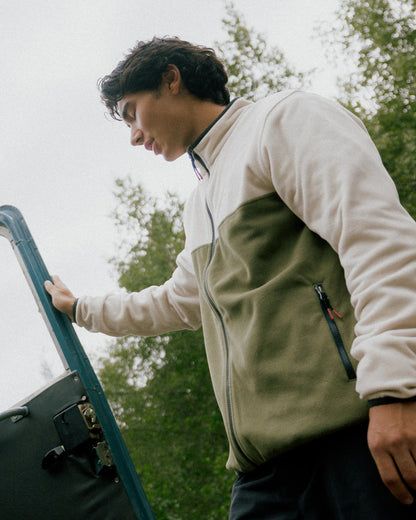 Set Off Polartec® Full Zip Fleece - Oatmeal/Khaki - Lifestyle