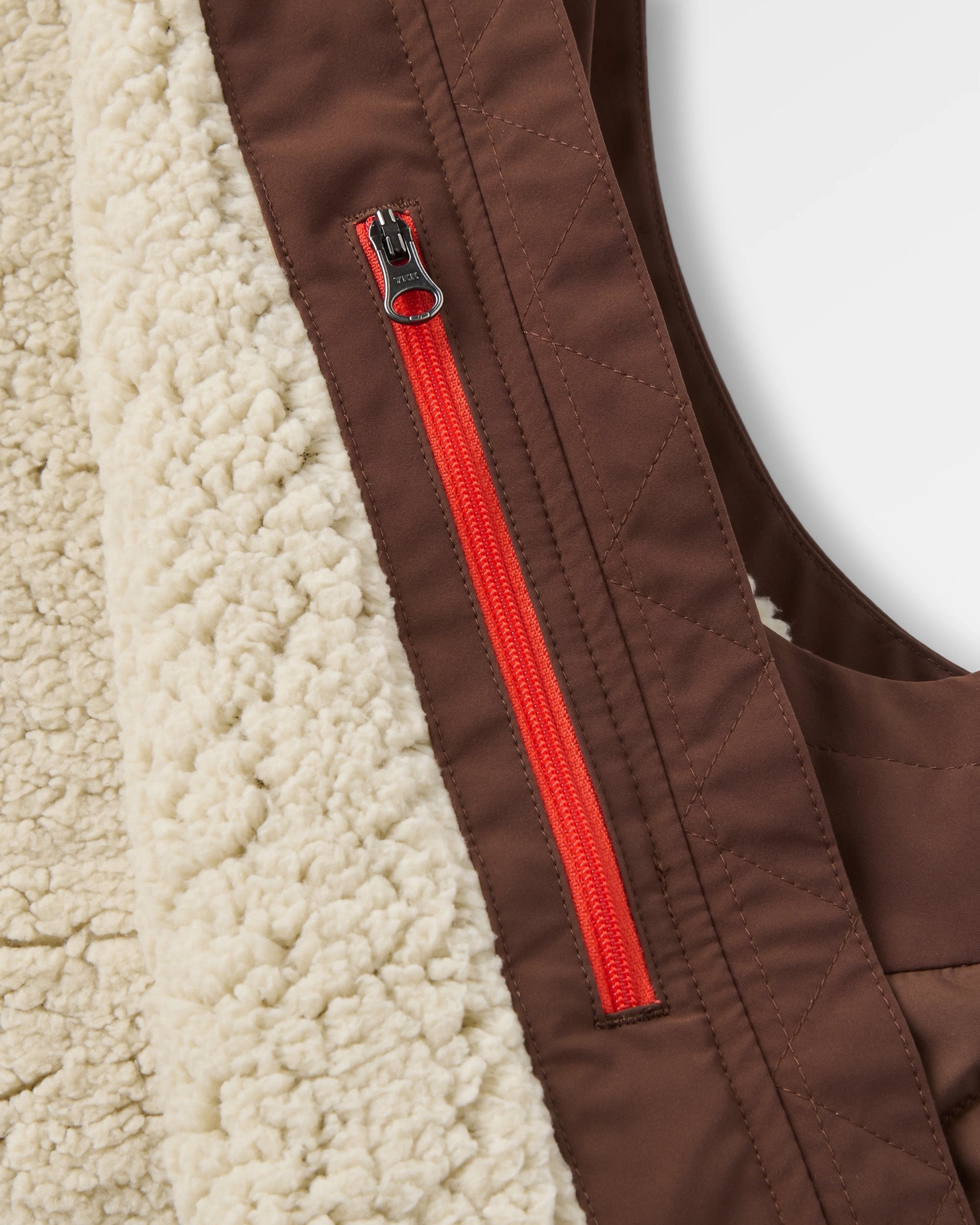Flora Sherpa Lined Short Gilet - Chestnut - Flatlay