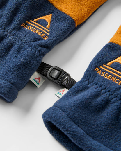 Daytrip Recycled Polar Fleece Gloves - Rich Navy/ Retro Orange - Flatlay