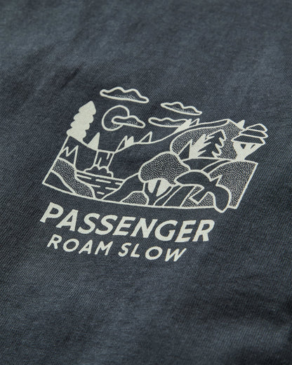 Roam Slow Men's Recycled Cotton LS T-Shirt - Black - Flatlay