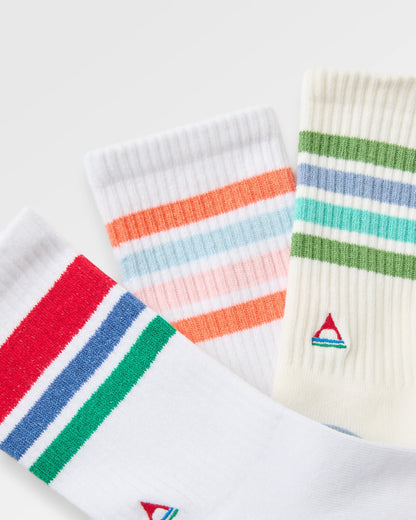 Classic Midweight Crew Socks Bundle - Birch/White&Greenlake/White - Flatlay